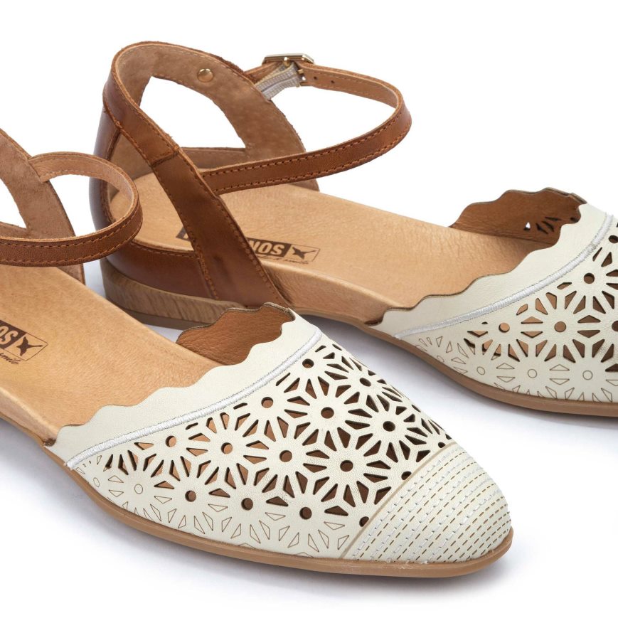 Women's Pikolinos BENISSA Flat Sandals Brown / White | NZ L7QA839